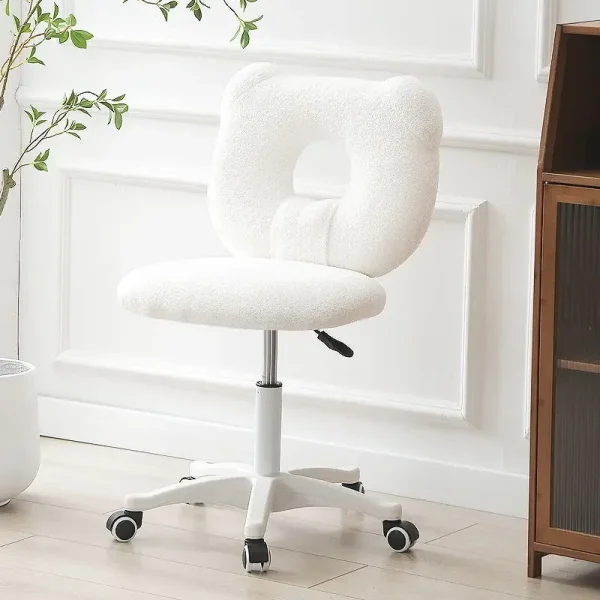 Nordic Home Office Chair Girls' Bedroom Dressing Chair Swivel Lifting Stool Desk Back Chair Ergonomic Soft Bag Chairs - Image 8