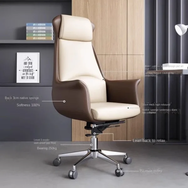 Computer chair, home electronic sports chair, comfortable and durable leather office chair, rotating lift chair - Image 9