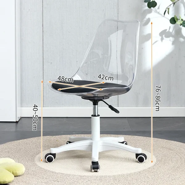 Transparent Office Computer Chair Swivel Chair Make-up Study Swivel Lift High Stool Front Desk Student Dormitory Study Chair - Image 15