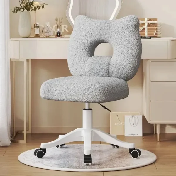 Nordic Home Office Chair Girls' Bedroom Dressing Chair Swivel Lifting Stool Desk Back Chair Ergonomic Soft Bag Chairs - Image 5