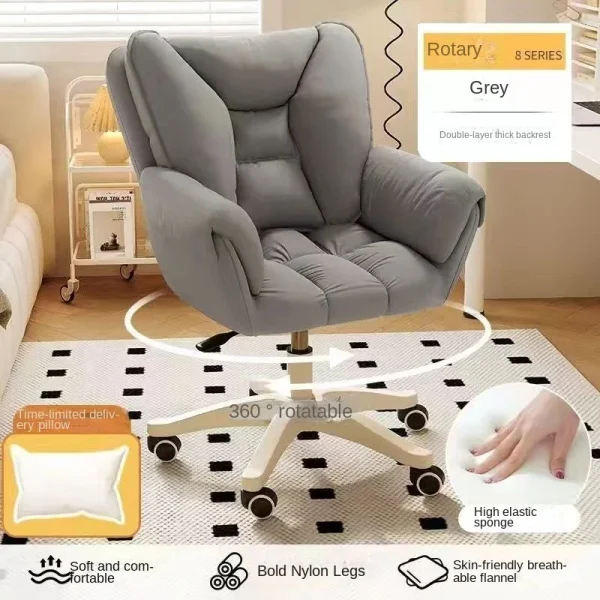 Computer Chair For Home Use Comfortable Girls Bedroom Dormitory College Students Desk Sedentary Backrest Lift Swivel Chair Home - Image 4