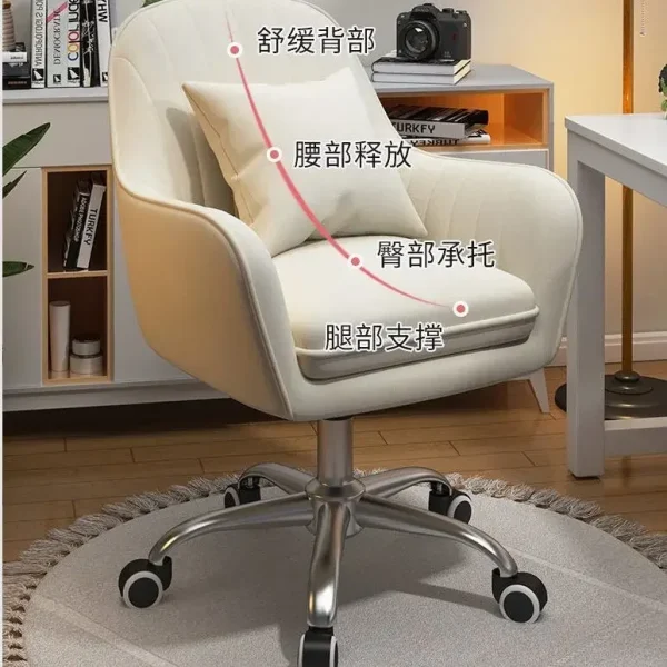 Velvet Desk Makeup Chair with Wheels, Gold Desk Chair Adjustable Swivel Home Office Chair for Office Living Room Bedroom - Image 3