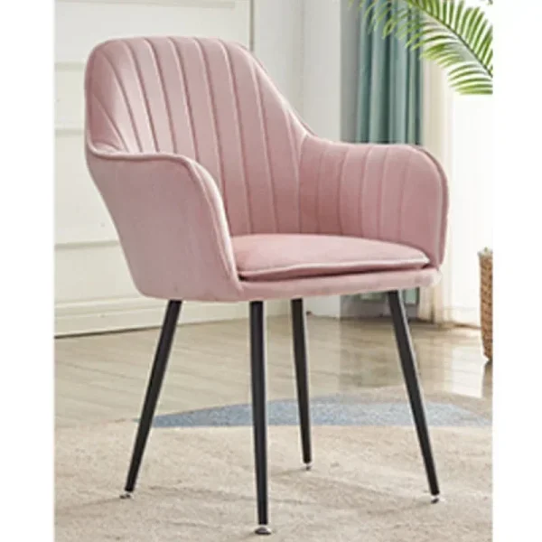 Home Office Chair Nordic Living Dining Chair Luxury Velvet Chair Backrest Pink Girls Makeup Nail Stool Furniture - Image 8