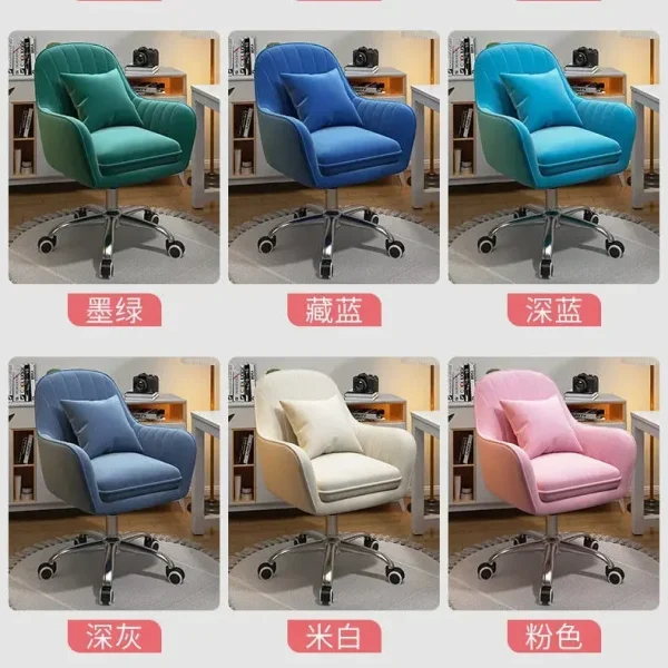 Velvet Desk Makeup Chair with Wheels, Gold Desk Chair Adjustable Swivel Home Office Chair for Office Living Room Bedroom - Image 4