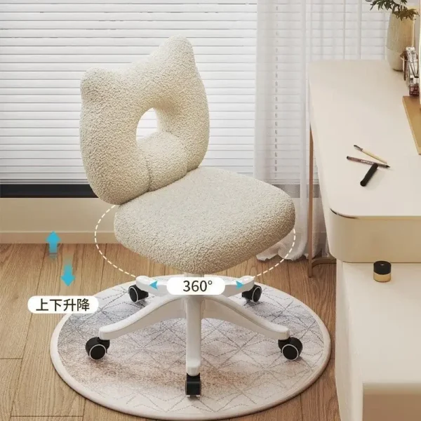 Nordic Home Office Chair Girls' Bedroom Dressing Chair Swivel Lifting Stool Desk Back Chair Ergonomic Soft Bag Chairs - Image 2