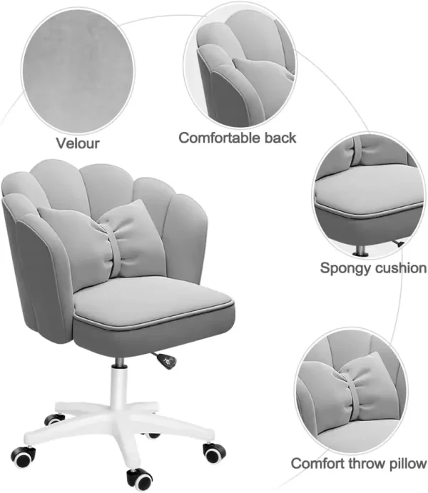 Formwell Home Office Chair Butterfly Chair with Mid-Back Upholstered Modern Tufted Chair Swivel Height Adjustable Velvet - Image 5