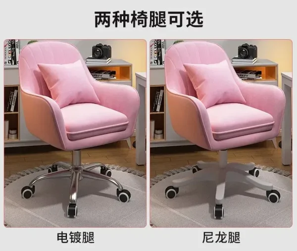 Velvet Desk Makeup Chair with Wheels, Gold Desk Chair Adjustable Swivel Home Office Chair for Office Living Room Bedroom - Image 6