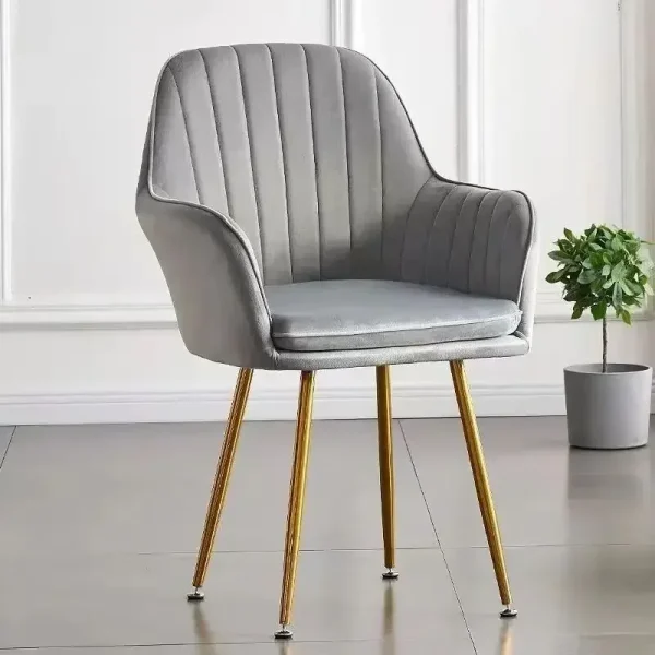 Home Office Chair Nordic Living Dining Chair Luxury Velvet Chair Backrest Pink Girls Makeup Nail Stool Furniture - Image 9