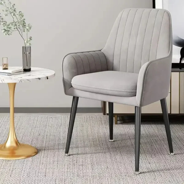 Home Office Chair Nordic Living Dining Chair Luxury Velvet Chair Backrest Pink Girls Makeup Nail Stool Furniture - Image 3