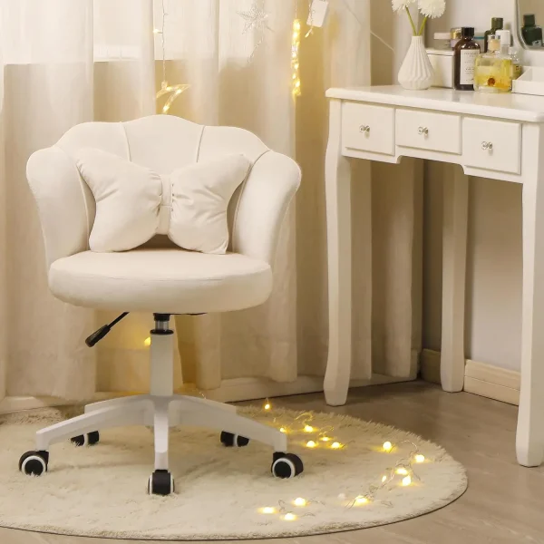 Formwell Home Office Chair Butterfly Chair with Mid-Back Upholstered Modern Tufted Chair Swivel Height Adjustable Velvet - Image 2